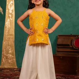 Jilmil Girls Embroidered Mirror Work Kurti with Palazzos-picture-27