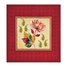 KD PRINTS Red & White Floral 180 TC King Bedsheet with 2 Pillow Covers image 3