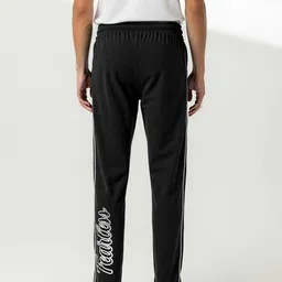 glitchez Men Mid-Rise Typography Detail Contrast Stitch Track Pants with Inner Fleece image 3