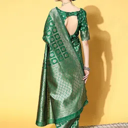 Anouk Rustic Woven Design Zari Silk Blend Dharmavaram Saree image 5