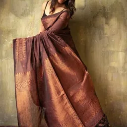 Bhagirath Fashion Ethnic Motifs Zari Silk Blend Saree image 2