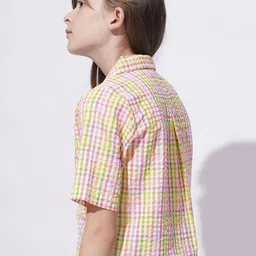 Vero Moda Girls Spread Collar Solid Cotton Casual Shirt image 4