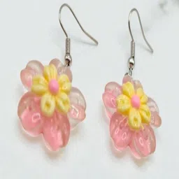 SAPRAA TRENDS Silver-Plated Plastic Floral Drop Earrings image 5
