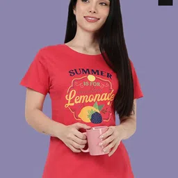 Kryptic Women Pack Of 2 Typography Printed Relaxed Fit Pure Cotton Lounge Tshirts-image-34