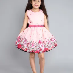 Funshine Girls Floral Printed Sleeveless Fit & Flare Cotton Dress-picture-22