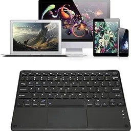 FKU 10 Inch Rechargeble Bluetooth Keyboard With TouchPad, Ultra Slim Keyboard Bluetooth, Wireless Handheld Multi-device Keyboard image 4