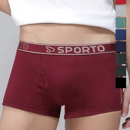 MACHO Pack Of 9 Super Combed Cotton Mid-Rise Short Trunks-image-71