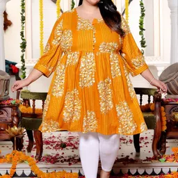 KALINI Women Floral Print Cotton Fit & Flare Plus Size Dress-image-58