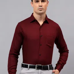 Yugnik Men Smart Slim Fit Textured Spread Collar Cotton Formal Shirt-picture-14