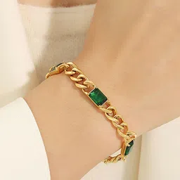 Designs & You Stainless Steel Gold-Plated Crystals Studded Wraparound Bracelet-picture-36