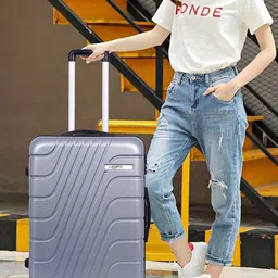 Luggero Unisex Set Of 3 Textured Hard-Sided 360-Degree Rotation Trolley Bags-picture-12