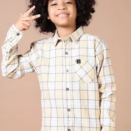 V-Mart Boys Windowpane Checks Opaque Checked Casual Shirt-image-4