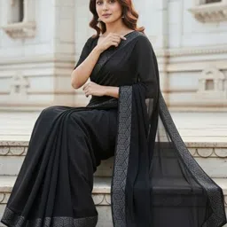 Moda Rapido Woven Design Beads and Stones Poly Georgette Designer Saree image 5