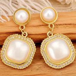 DressBerry Women Square AD Pearls Drop Earrings-picture-27