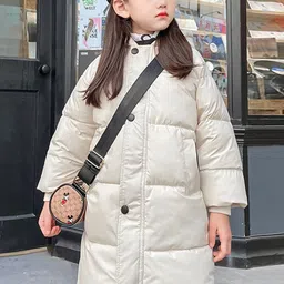 YK Girls Longline Hooded Puffer Jacket-image-88