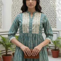 Rangita Women Ethnic Motifs Printed Empire Kurta with Trousers image 4