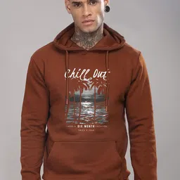 ADRO Men Printed Hooded Sweatshirt image 1