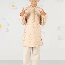 VASTRAMAY Boys Ethnic Motifs Woven Design Kurta with Pyjamas image 2