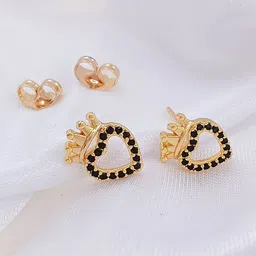 Saizen Gold-Plated Artificial Stones Studded Heart Shaped Studs-picture-57