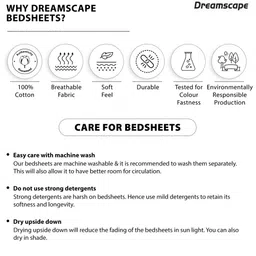 Dreamscape Purple & Off White Floral 140 TC Single Bedsheet with 1 Pillow Covers image 4