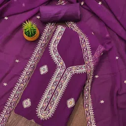 KALINI Embroidered Silk Georgette Unstitched Dress Material-image-51