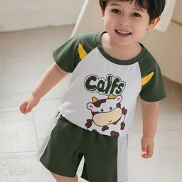 INCLUD Boys Cow Printed Round Neck T-shirt With Shorts-picture-37