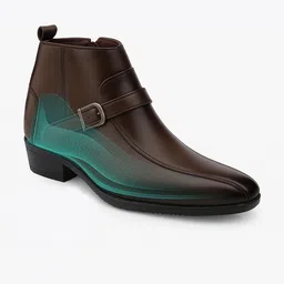 Bxxy Men 9 Cm Hidden Height Increasing Block-Heeled Buckle And Zip Party Boot image 3