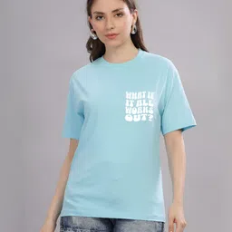 FALTU.CO Women Printed Drop-Shoulder Sleeves Pure Cotton T-shirt image 2