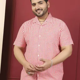 bigbanana Men Plus Size Gingham Checks Casual Shirt-picture-29