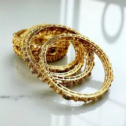 ANTIQUE JEWELLERY Set of 6 Gold-Plated Artificial Stone Studded Bangles image 4