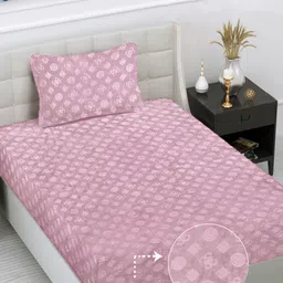 Myntra Elegant Homes Pink Printed Woollen 300 TC Single Bedsheet Set 2.25 m X1.5 m-image-89