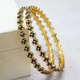 GRIIHAM Set Of 2 Gold Plated Artificial Stones Studded Bangles-picture-29