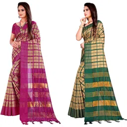 SHAIBO SAREE Woven Design Zari Silk Cotton Handloom Uppada Saree image 4