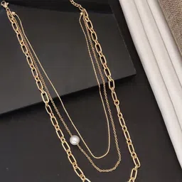 DressBerry Gold-Plated Artificial Beaded Layered Minimal Necklace-picture-21