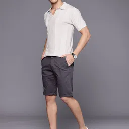 Louis Philippe Sport Men Textured Slim Fit Chino Shorts image 4