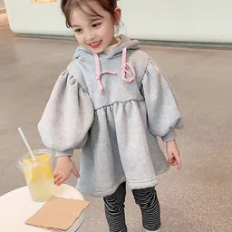 INCLUD Girls Puff Sleeve Fit & Flare Dress-image-98
