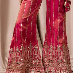 Lagorii Girls Ethnic Motifs Embroidered Angrakha Mirror Work Kurta with Palazzos image 4