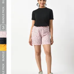 BAESD Women Pack Of 3 Printed High-Rise Cotton Hotpant Shorts-picture-10