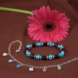 JFL - JEWELLERY FOR LESS Unisex Blue Brass Artificial Beads Bracelet-picture-35
