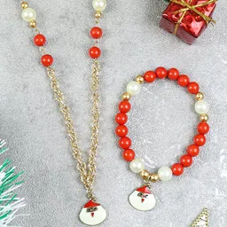 Asthetika Kids Girls Christmas Santa Claus Beaded Jewellery Set-image-37