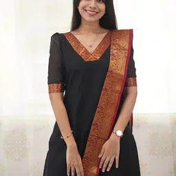 Snofi Creation Women Woven Design V-Neck Kurta With Dupatta image 4