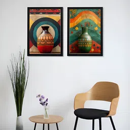 Giftii 2Pcs Green & Yellow Abstract Printed Wooden Framed Wall Art-picture-20