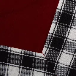 Home Heart Burgundy Cotton 2-Seater Table Cover with Patchwork details image 5