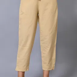 VYMO Women Slim Fit Easy Wash Cotton Trousers-image-80