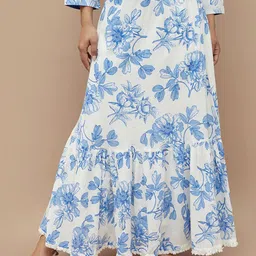 Colour Me by Melange Printed Pure Cotton Flared Maxi Skirt-picture-49