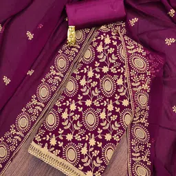 KALINI Embroidered Silk Georgette Unstitched Dress Material image 2