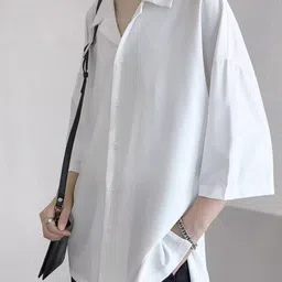 StyleCast x Revolte Men Oversized Fit Solid Cuban Collar Casual Shirt image 3