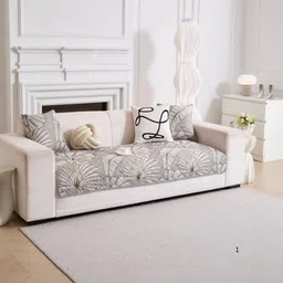 HOMETHREADS Grey & Grey Printed Sofa Cover-picture-18