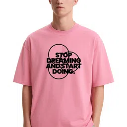 Fashnobic Men Dri-FIT Trendy Stop Dreaming Printed Round Neck Cotton Oversized T-shirt-image-68