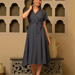 DECKEDUP Women Solid Wrap Dress-picture-11